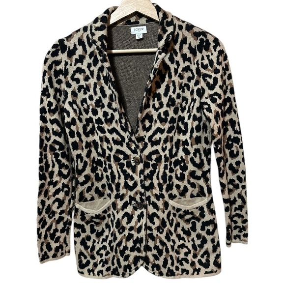 EUC - J. Crew Sophie Sweater Blazer Leopard Double Button
Jacket Size XXSmall - Picture 5 of 7